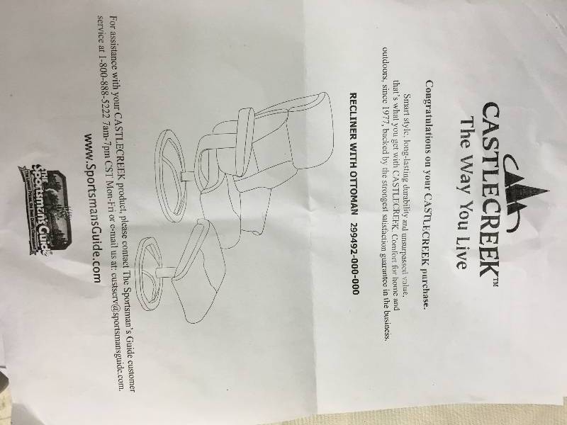 lot 159 image: CASTLECREEK Microfiber Recliner with Ottoman, Tan retail $214
