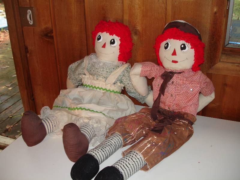 lot 535 image: two homemade dolls