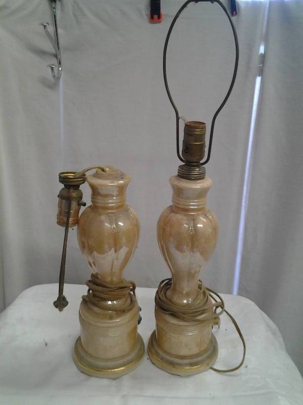 lot 21 image: Pair Of Old Lamps (No Shades)