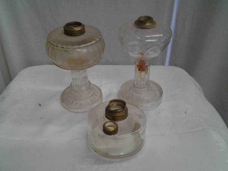 lot 22 image: 3- Glass Bases For Oil Lamps
