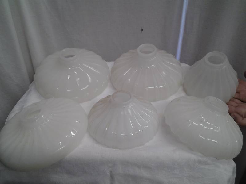 lot 41 image: 6-Milk Glass Light Fixture Shades