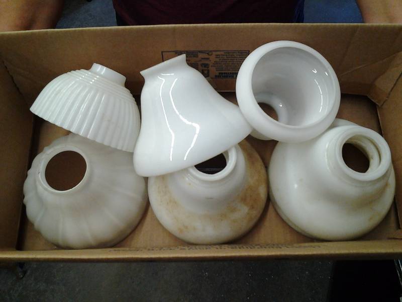 lot 61 image: 8-Milk Glass Globes