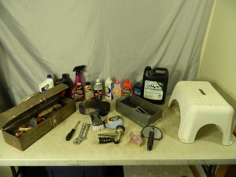 lot 144 image: Step Stool, Lead Pieces, Shop Chemicals, Etc