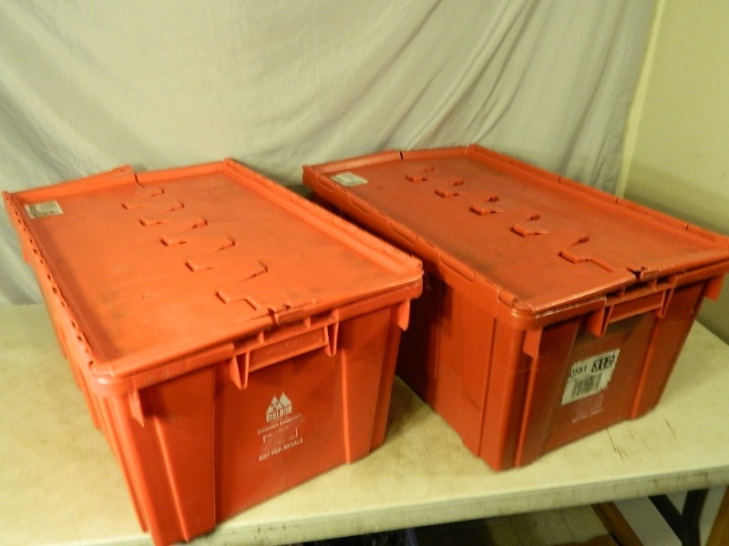 lot 213 image: 2 Commercial Totes with Hinged Lids