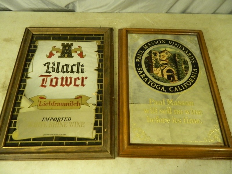 lot 233 image: Framed Mirror Wine Advertisements