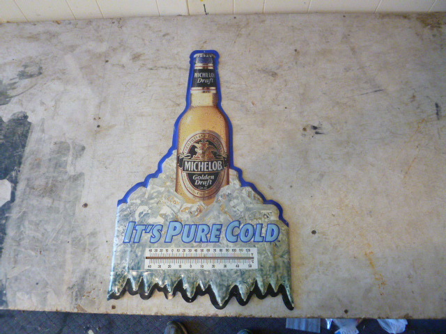 lot 10 image: Metal Michelob Golden Draft Thermometer Sign