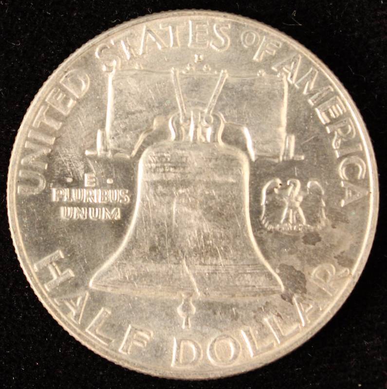 1958-D FRANKLIN SILVER HALF DOLLAR BU-UNC