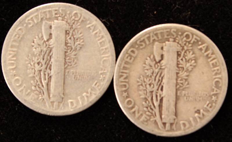 GROUP OF 2 SILVER MERCURY DIMES 1940 & 1943