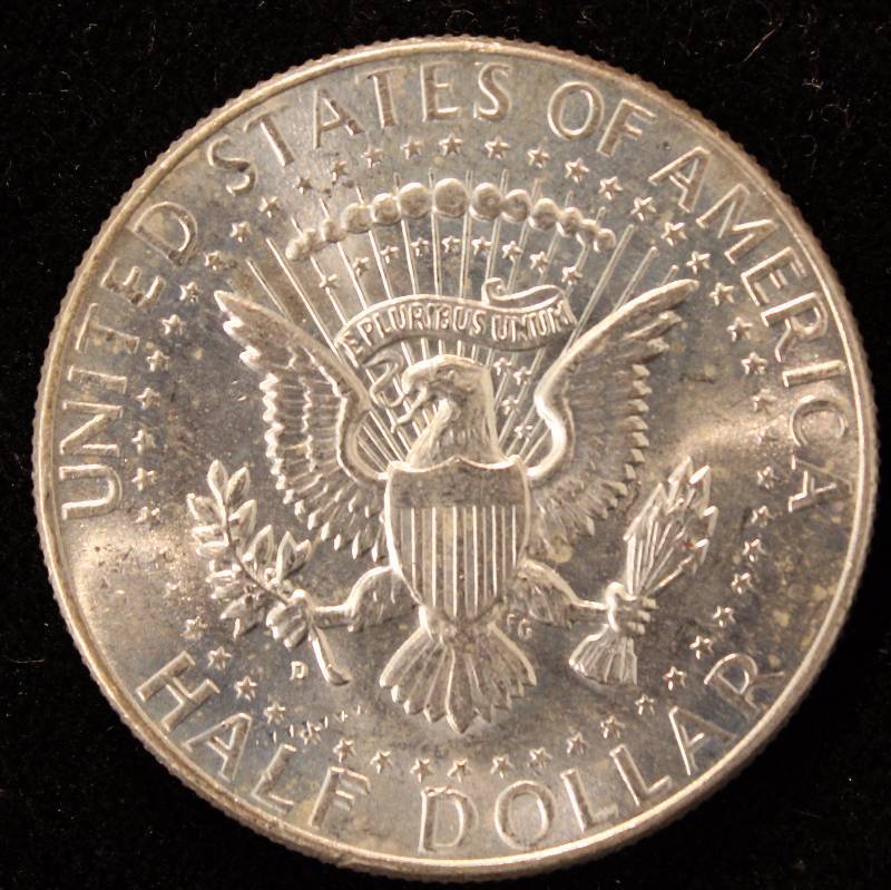 1964-D KENNEDY SILVER HALF DOLLAR AU-UNC
