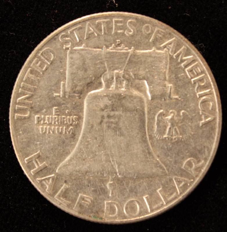 1950-D FRANKLIN SILVER HALF DOLLAR XF