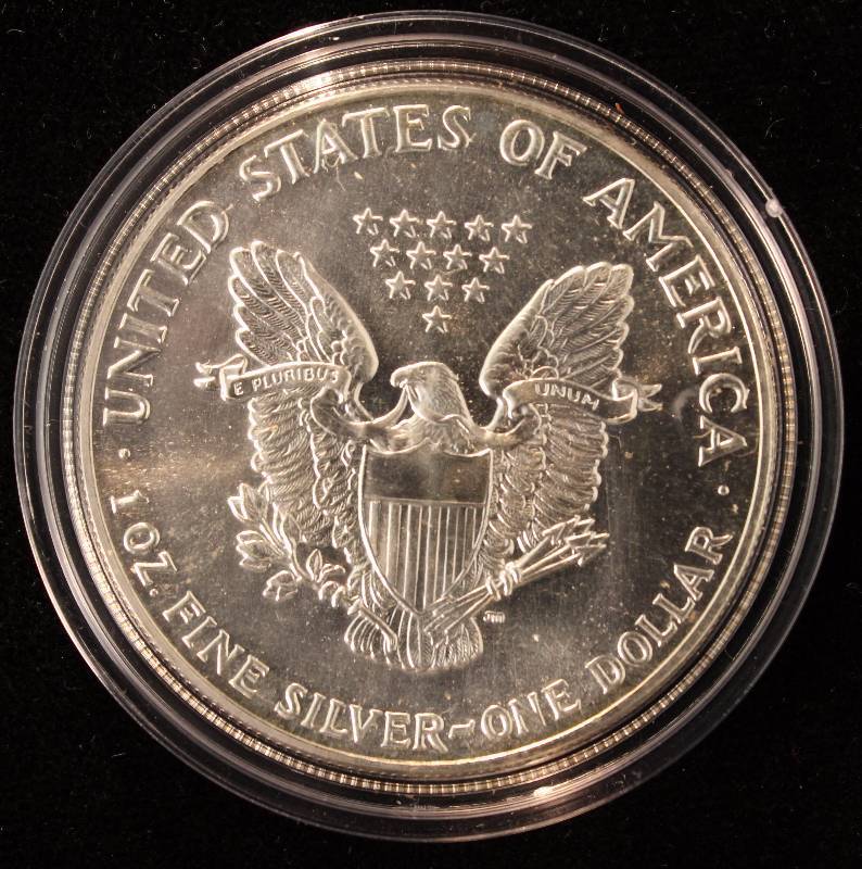 1987 AMERICAN SILVER EAGLE 1 TROY Oz. .999 FINE SILVER DOLLAR IN AIRTITE HOLDER