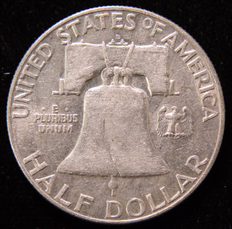 1953-D FRANKLIN SILVER HALF DOLLAR AU