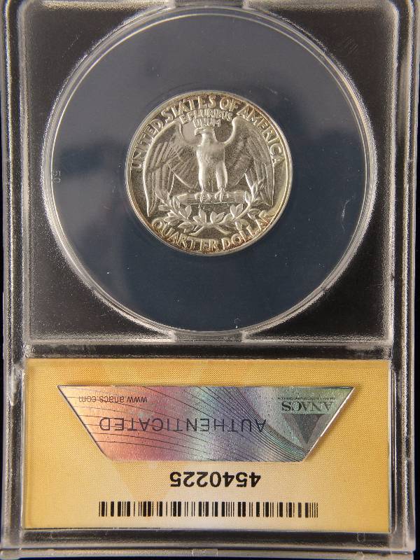 1958 PROOF WASHINGTON SILVER QUARTER CERTIFIED PF65 BY ANACS