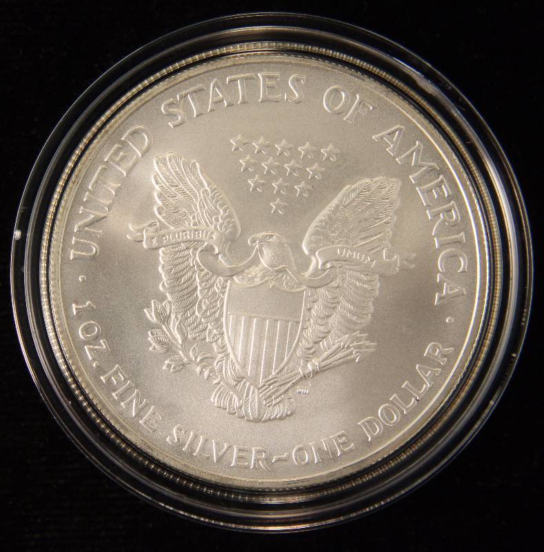 2004 AMERICAN SILVER EAGLE 1 TROY OZ. .999 FINE SILVER IN AIRTITE HOLDER