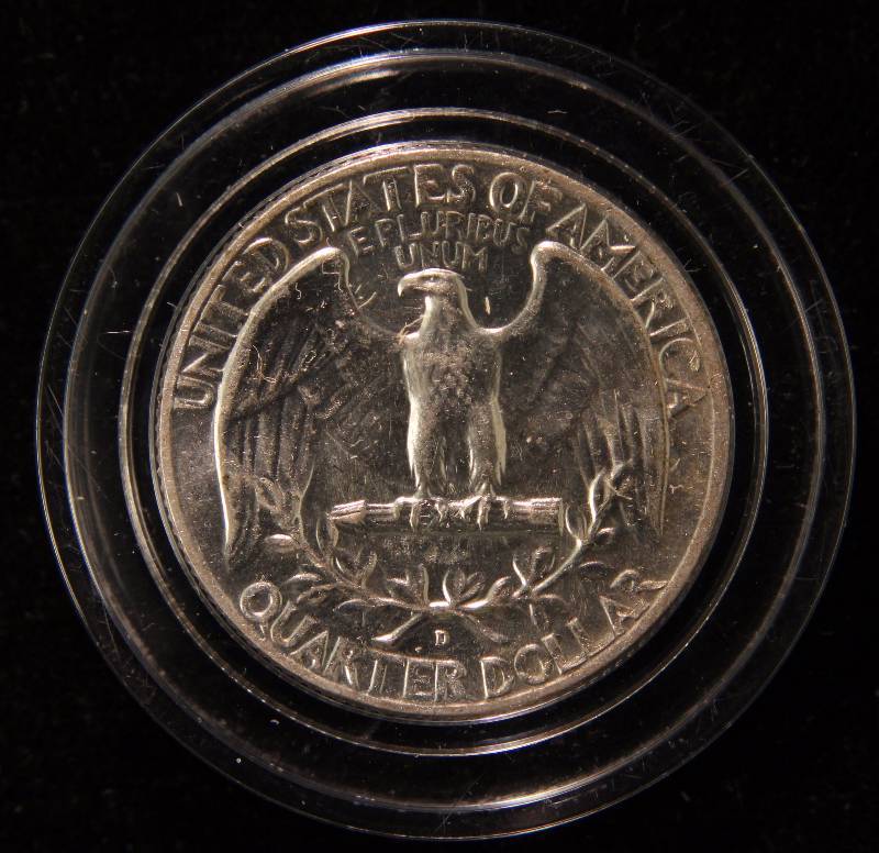 1964-D WASHINGTON SILVER QUARTER BU UNC IN AIRTITE HOLDER