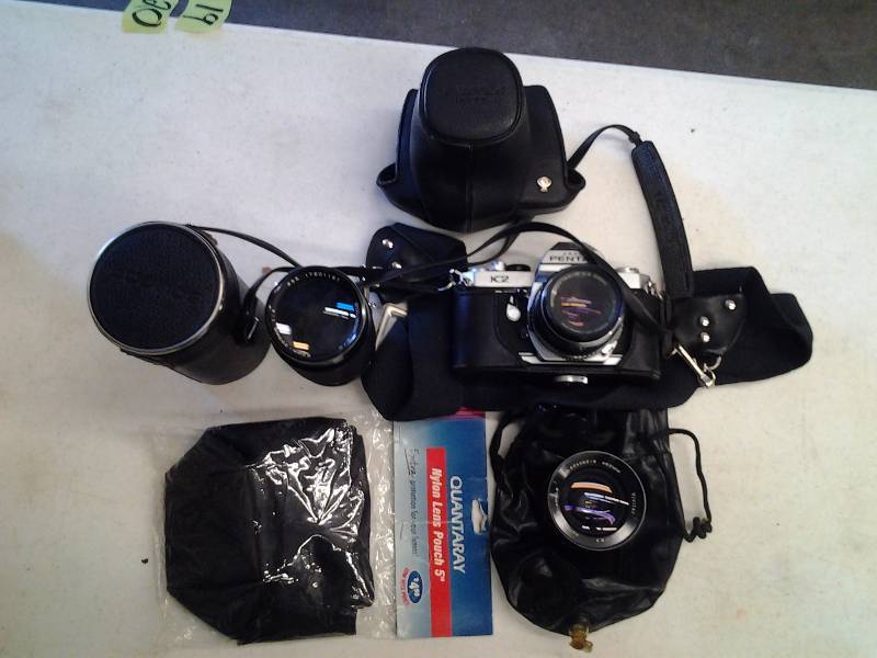 lot 19 image: Pentax ASAHA K2 35mm Camera With Stap & Case-Includes 50mm, 62mm, & 80-200mm Telephoto Lenses& Cases