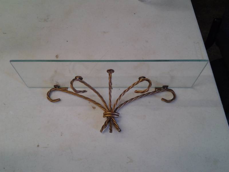 lot 35 image: Glass Shelf With Metal Wall Brackets