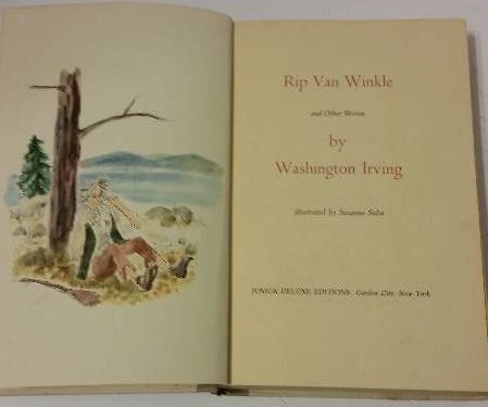 lot 79 image: 1955 Nelson Doubleday Junior Deluxe Editions Rip Van Winkle and Other Tales by Washington Irving
