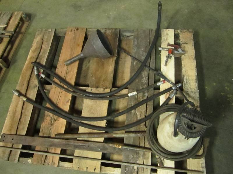 lot 61 image: Sprayer, hoses, funnel, hold downs...