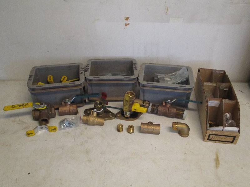 lot 38 image: 3 Stackable Grey Bins With Contents