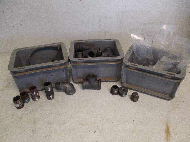lot 40 image: 3 Stackable Grey Bins With Contents