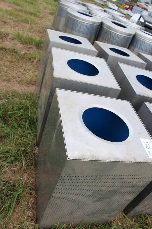 lot 196 image: Lot of (3) Metrodome Square Stainless Steel Trash Cans