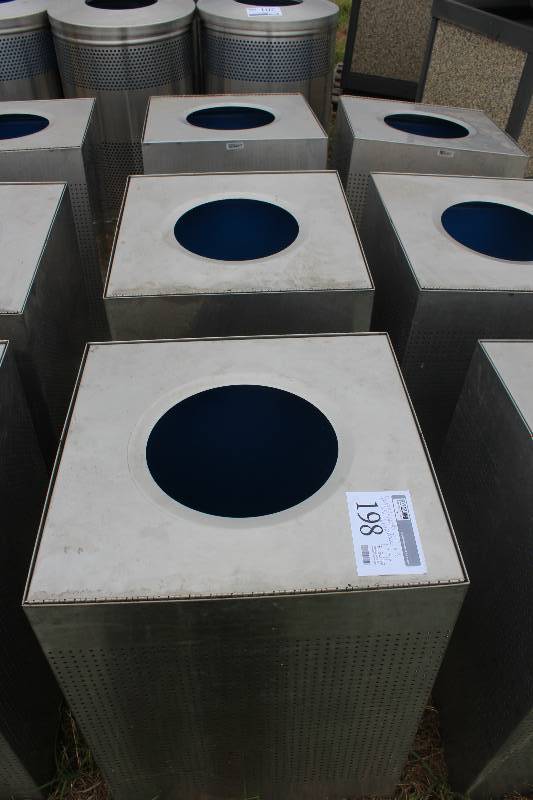 lot 198 image: Lot of (3) Metrodome Square Stainless Steel Trash Cans