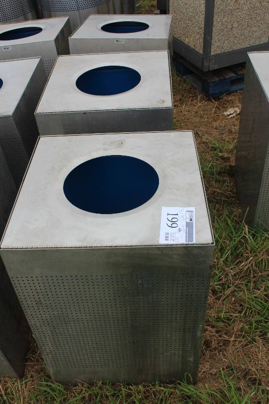 lot 199 image: Lot of (3) Metrodome Square Stainless Steel Trash Cans