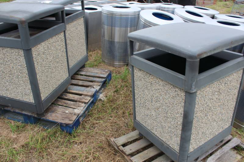 lot 205 image: Lot of (3) Stone Trash Bins