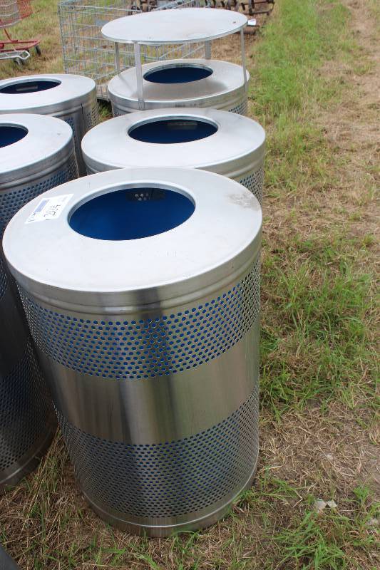 lot 204 image: Lot of (3) Metrodome Round Stainless Steel Trash Can