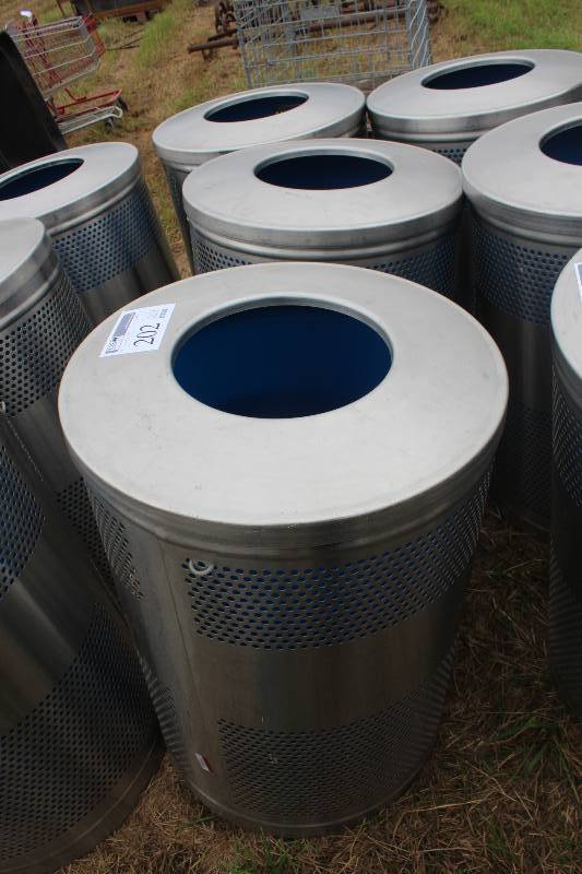 lot 202 image: Lot of (3) Metrodome Round Stainless Steel Trash Can