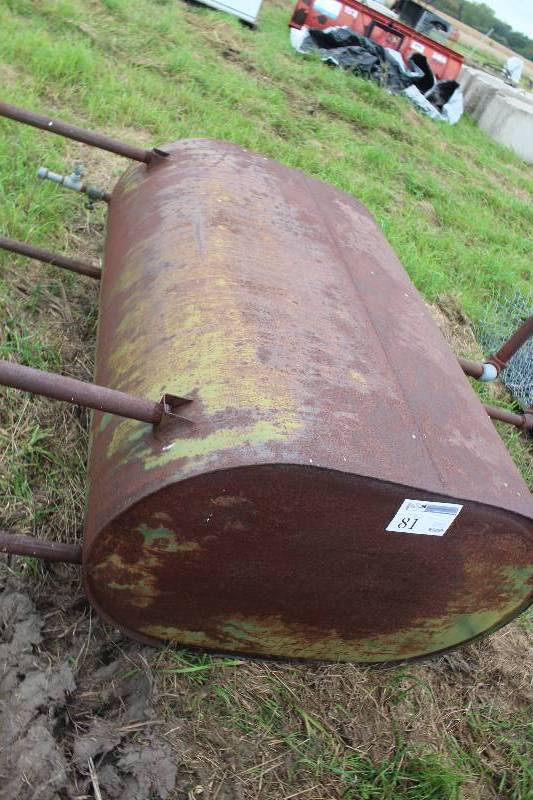 lot 81 image: 265 Gallon Steel Tank on 48 inch stand legsTank
