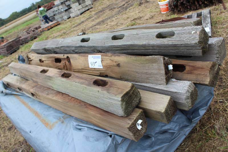 lot 93 image: Pallet Lot of Wood Posts for Split Rail Fencing
