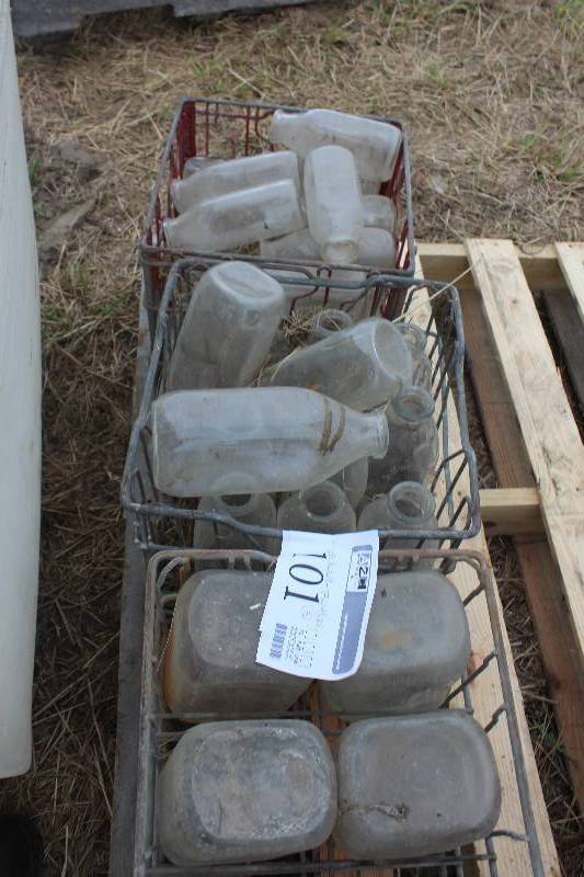 lot 101 image: Lot of (3) Crates of Glass Milk Bottles
