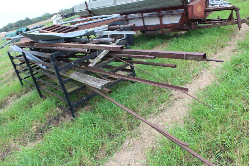 lot 161 image: Metal Rack with Stock steel for repairs and building