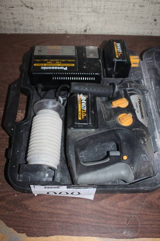 lot 900 image: Panasonic Cordless Rotary Hammer w Case, Battery, Charger