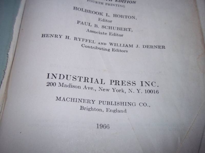 Machinery Handbook Copyright 1966