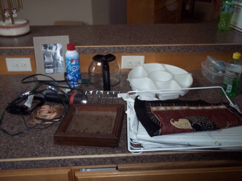 Flashlight, Coffee pot, antenna and frame