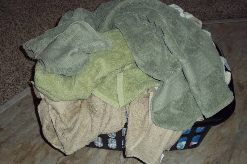 Laundry basket full of towels