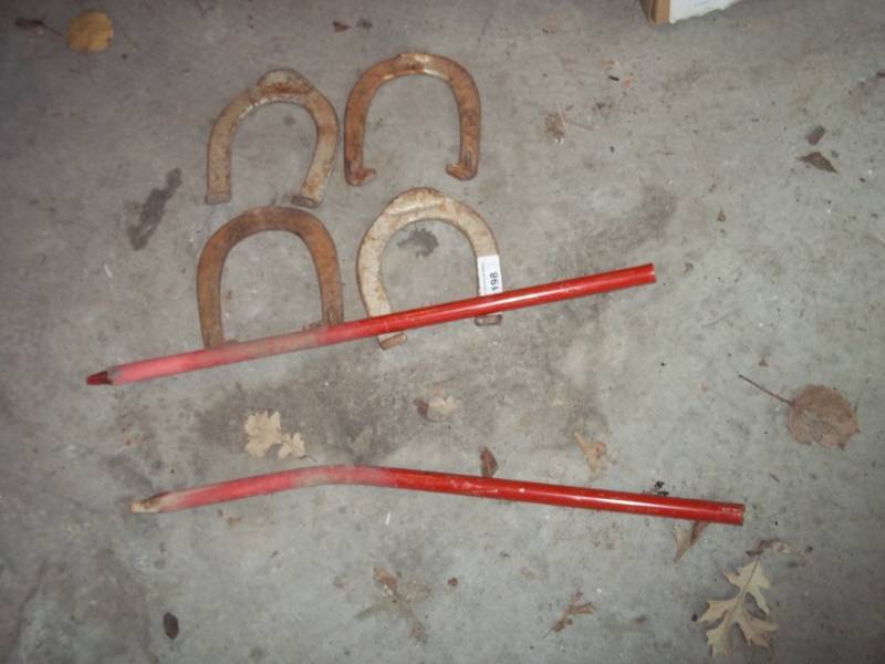 Horse shoe game with stakes