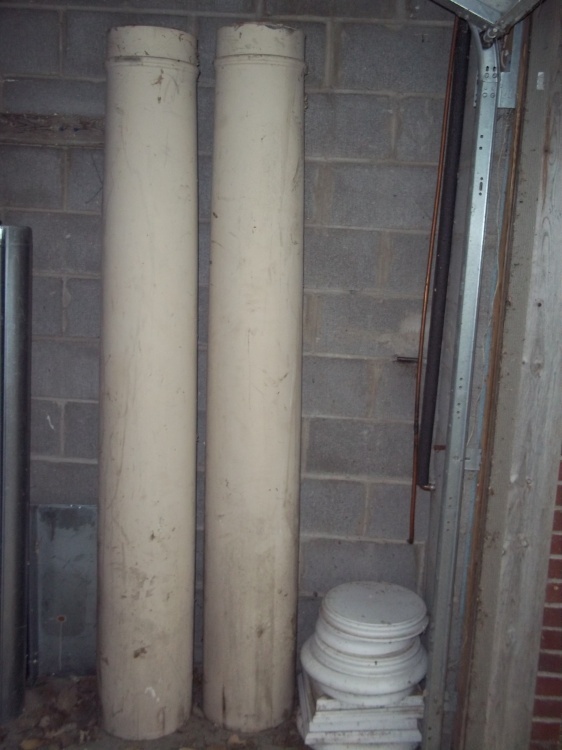 Pair of large dcor outdoor pillars with tops and bottoms