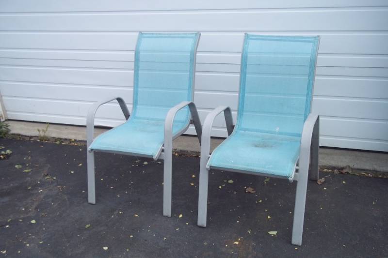 Pair of lawn chairs blue