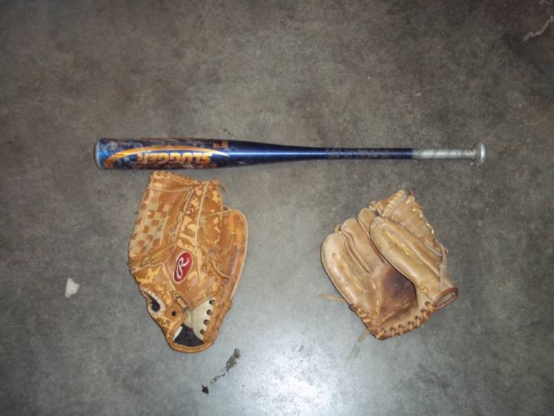 1 bat and 2 gloves