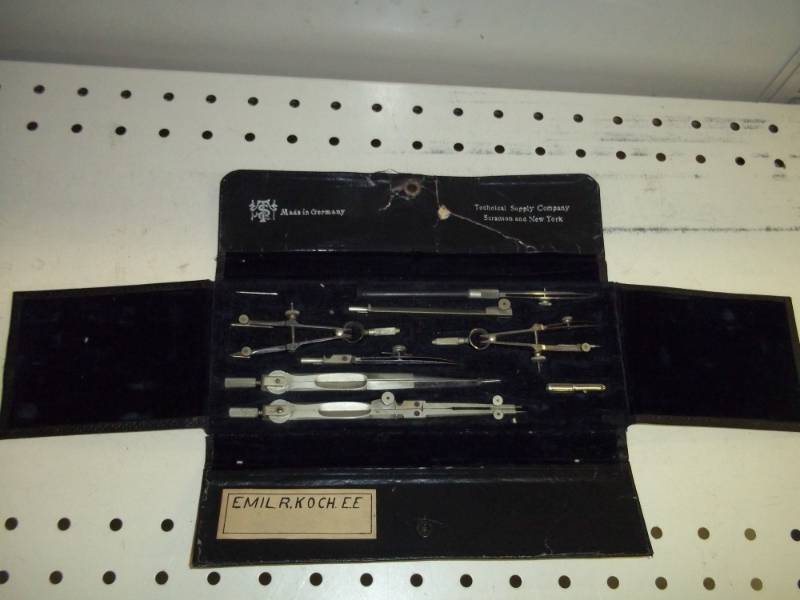 lot 186 image: protractors made in Germany with case