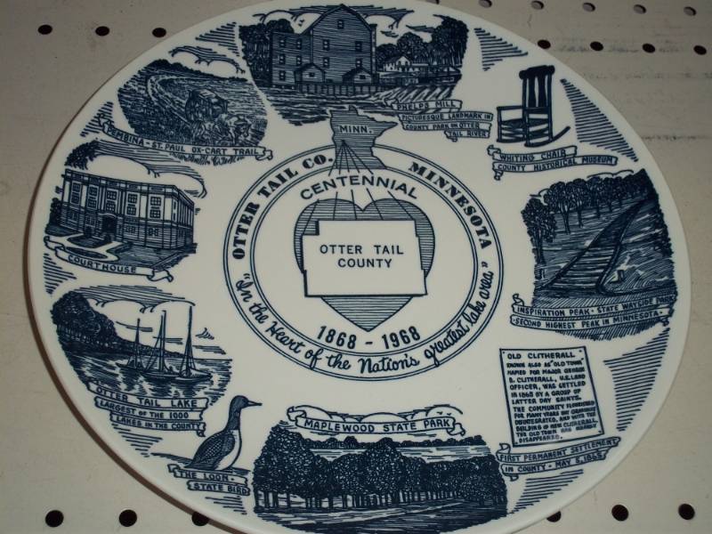 lot 286 image: Ottertail County Centennial Plate 1868-1968