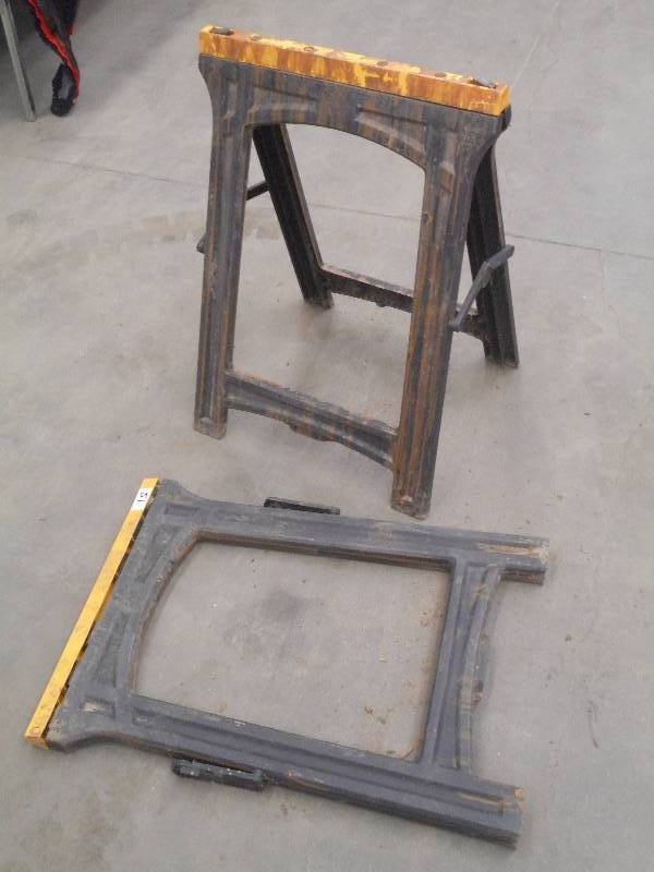 lot 51 image: (2) Folding Plastic Saw Horses ...
