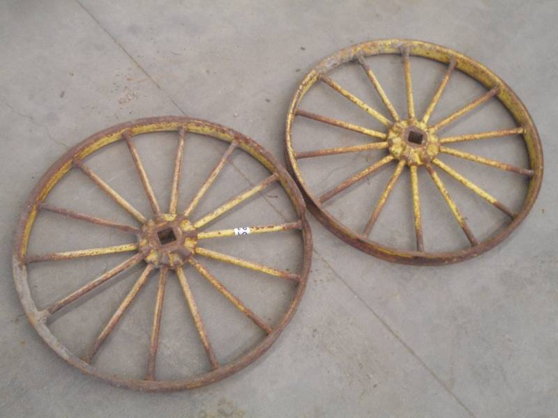 lot 52 image: (2) Vintage 24 Steel Wheels ...