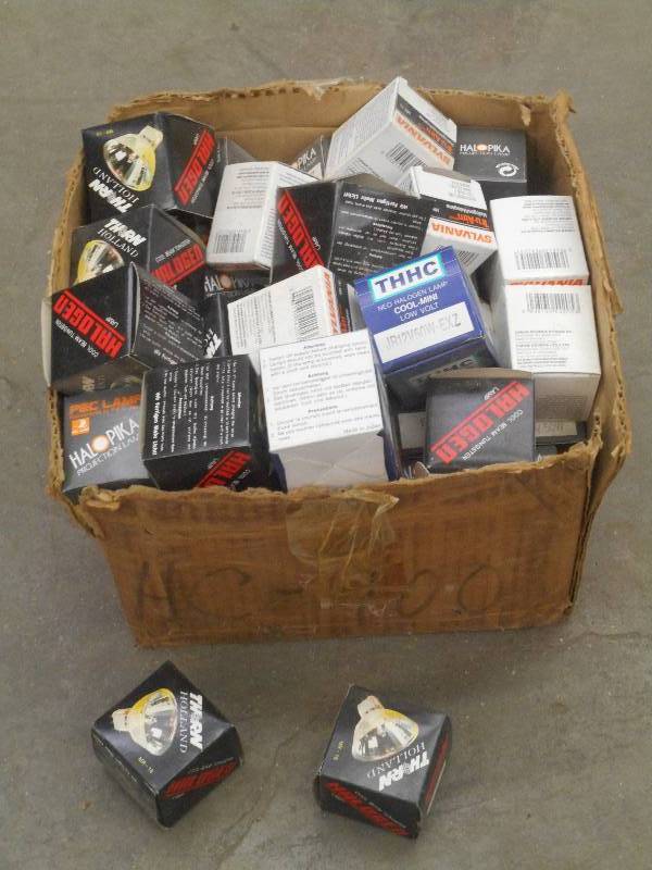 lot 83 image: Box Of Assorted Halogen Light Bulbs...