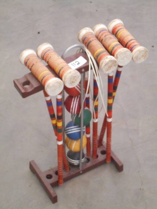lot 112 image: Vintage Croquet Set, Missing (1) Ma...