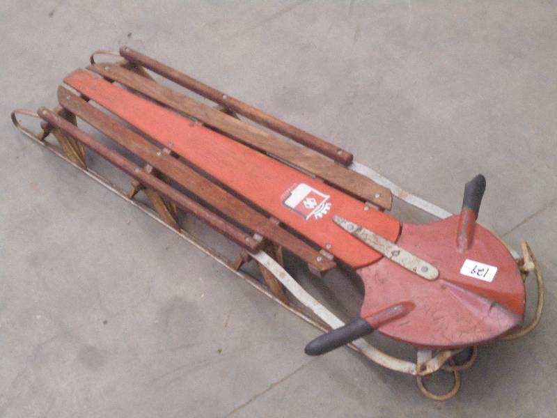 lot 129 image: Vintage Red Rocket Snow Sled ...